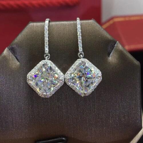 Luxury Silvery Long Earrings Fashion Square Zircon Drop Earrings Women Dainty Charm Engagement Wedding Jewelry Wholesale MENGYI