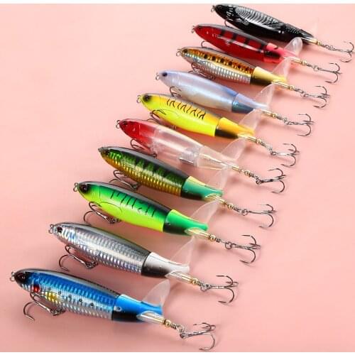 10g-37g 1PCS Whopper Popper 10cm/14cm Fishing Lure Artificial Bait Hard Soft Rotating Tail Fishing Tackle Geer Pesca
