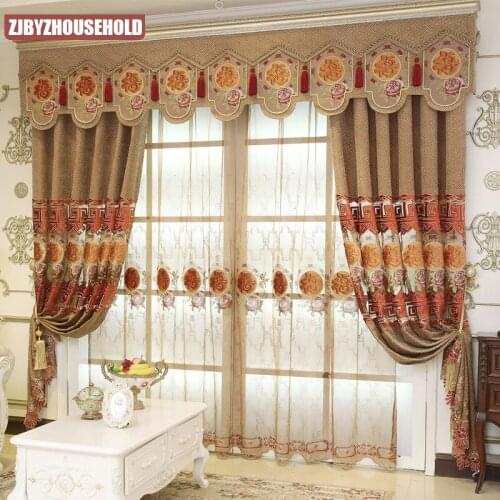 European Style Curtain Chenille Fabric Embroidered Light and Luxurious Atmosphere Curtains for Living Dining Room Bedroom