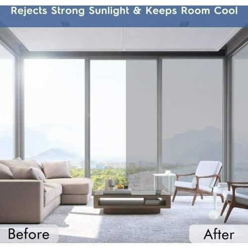 Glass Sticker Window Privacy Silver Transparent Sunscreen Film Vinyl Adhesive One Way Mirror PET UV-Proof Solar Insulate Sticke