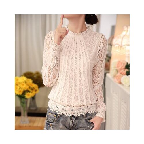 Tunic 2020 Social Autumn Full Sleeve White Lace Blouses Pullover Shirts Hollow Out Blusas Femininas Elegant Ladies Tops A518