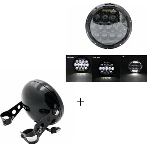 Universal Motorcycle 7'' led Projector headlights H4 Driving lights 7 inch Housing bucket DRL Amber Turn Signal Lights Motorcycl