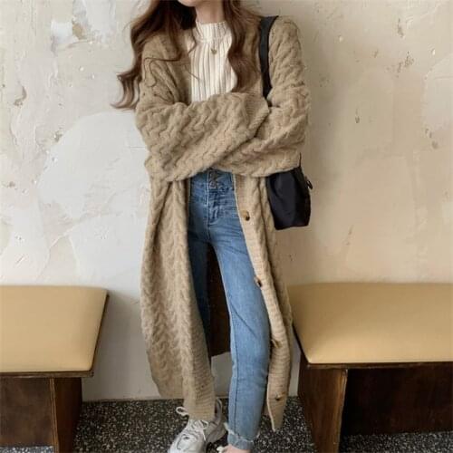 Spring Autumn Fashion Casual Loose Long Knitted Coat Women Cardigan Tops Ladies Batwing Sleeve Solid Sweater Female