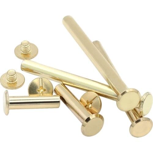 Binding Screws Nail Rivets M5 Copper Plated Bolts for Photo Album Leather Craft