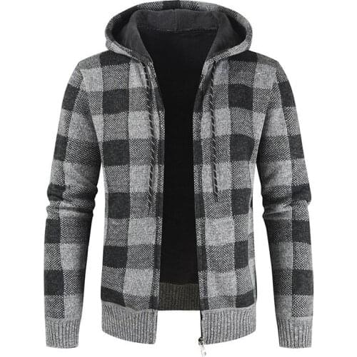Knitted Jacket Men Cardigan Sweater Mens Clothing Cashmere Casual Wool Slim Fit Fleece Jacket Men Hooded Knitwear Sweater Coat