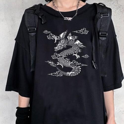 Cotton Dragon femme clothes streetwear Hip hop women t shirt Korean style Harajuku y2k tops dropping gothic Oversize graphic tee