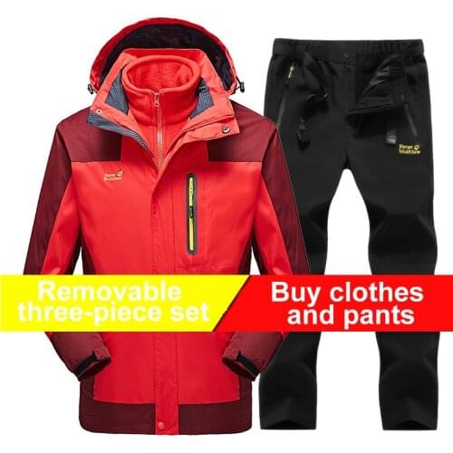 Winter womens Fleece liner Hiking jacket & Hiking Pants female Outdoor Windproof waterproof Thermal mountaineering ski suit