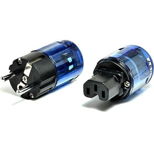 1 Pair Rhodium Plated C-037 IEC plug + P-037E Schuko Power Plug EUR Power Plug