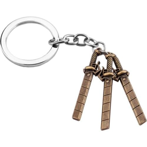 1 Pcs Cute Anime Attack on Titan Necklaces Mikasa Levi Ackerman Eren Jaeger Weapon Knife Pendant Keychains Keyring Toys Gifts