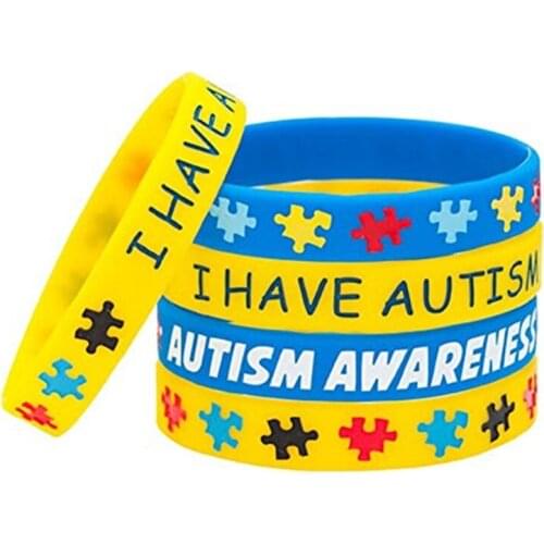 100pcs USA American EUR I have Autism awareness wristband silicone bracelet wrist band medical alert support live acceptance