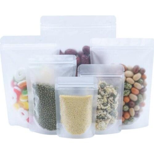 1000Pcs Zipper Bags Reusable Food Saver Storage Sack Snacks Ziplock Sealed Packet Fresh Package Transparent Frosted Packing Box