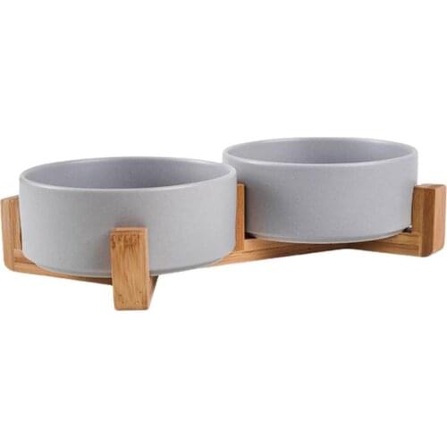 2pcs Pet Cat Dog Food Bowls Raised Cat Feeding Food Water Double Bowls Little Pets Feeding Bowl With Bowl Rack Pet Supplies