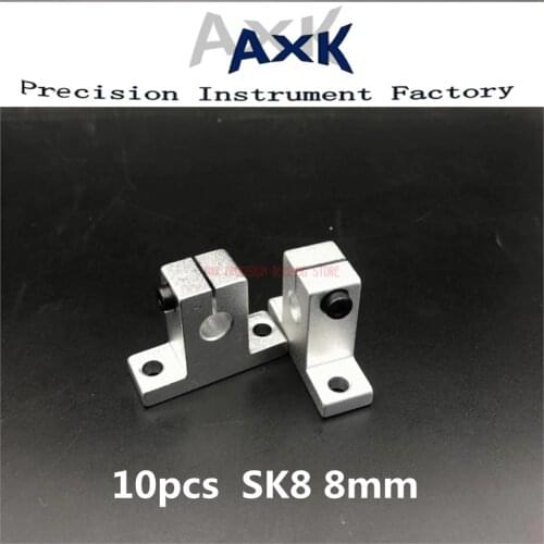 2019 Time-limited Cnc Router Parts AXK Linear Rail 10pcs Sk8 8mm Linear Bearing Rail Shaft Support Xyz Table Cnc Router Sh8a