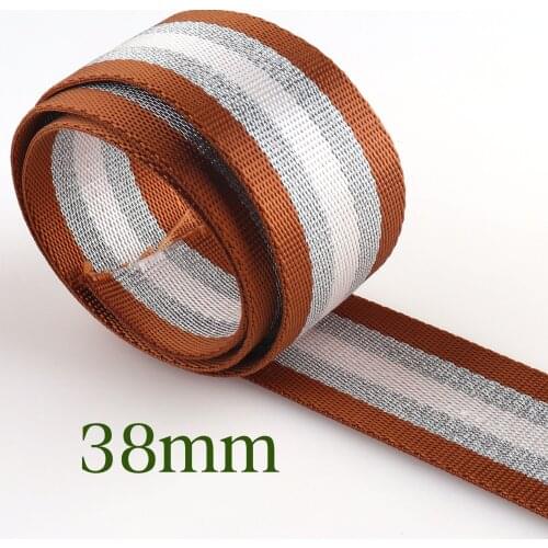 3 Yards 38mm Brown Striped Webbing Nylon Webbing Upholstery Webbin Poly Ribbon purse Hardware Pet Collars Leash