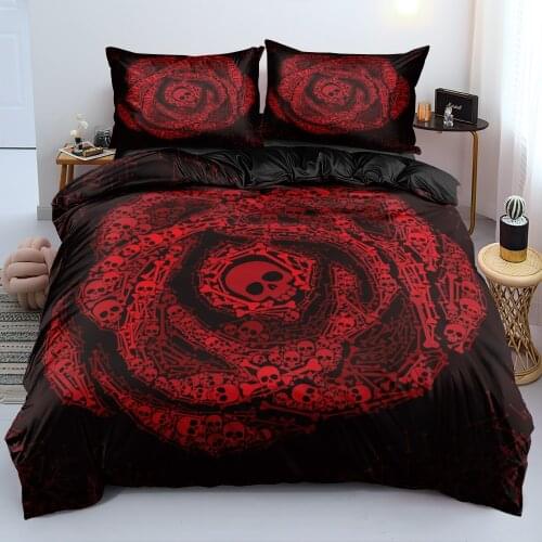 3D Skull Bedding Sets Comforter Case Black Pillowship Duvet Cover Bedclothes Full King Queen Double Size Custom Design Beddings
