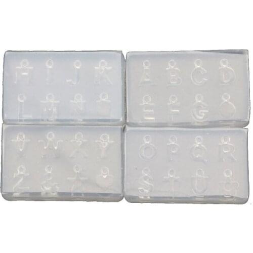 4Pcs A-Z English Letter Pendant Mold Kit Alphabet Pendant UV Resin Silicone Mold 62KE