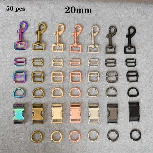 50 pcs/pack 20mm Release Metal Buckle D Ring O Ring Double Pin Belt Roller Adjustable Buckle DIY Bags Leathercraft Accessory