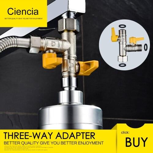 Free Shipping Ciencia Brass three- way G'1/2 T adapter T valve Diverter Water Separator For Shower Head Shower Arm Bathroom
