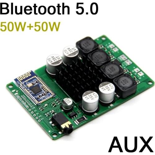Wireless Bluetooth 5.0 Receiver power amplifier board 50W +50W stereo audio amp AUX input for 12v 24v car diy Speaker serial