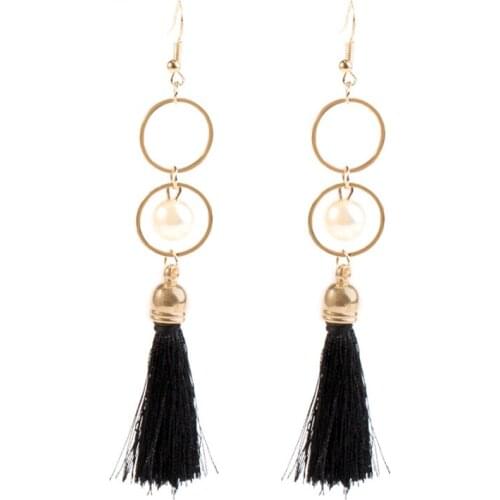 Bohemian Tassel pearl Long Drop Earrings for Women Fringe Earrings 2019 Fashion Woman Jewelry