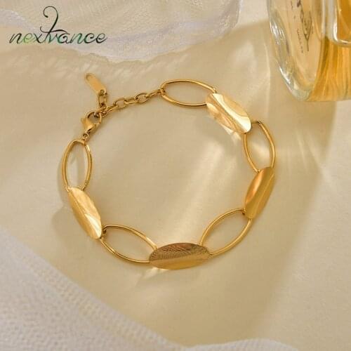 Nextvance Hot New Fashion Stainless Steel Bracelets high quality Geometry Oval Hand Chain Bracelet For Women Girlfriend Gift