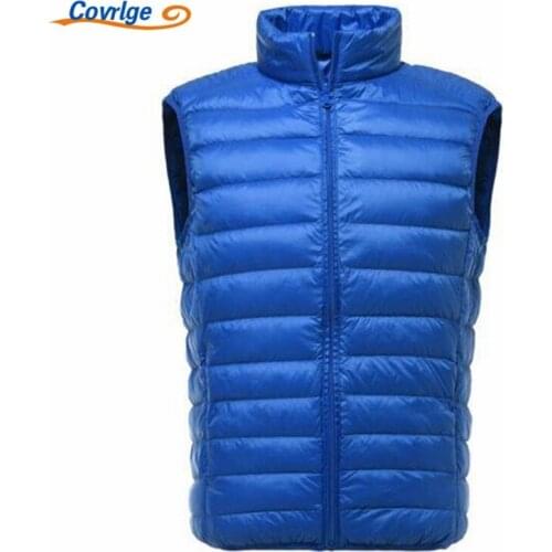 Covrlge 2018 New Winter Men 90% White Duck Down Vest Portable Ultra Light Sleeveless Jacket Portable Waistcoat for Men MWY005