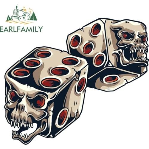EARLFAMILY 13cm x 11.5cm for Evil Dice Gambling Colour Decal Funny Car Stickers Surfboard Refrigerator Trunk Car Door Protector