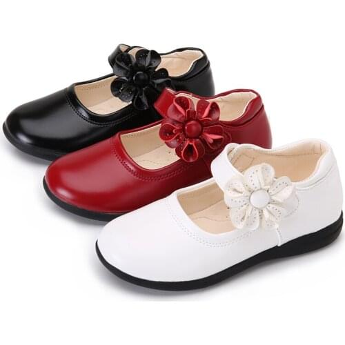Kids Flat Leather Shoes Children Girls Princess Shoes Spring Soft Casual Shoe Solid Color Size 26-37 STQ001