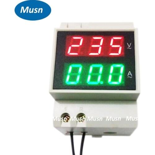 Din rail Dual Voltage meter and current meter Din-rail voltmeter ammeter range AC 200-450V 0.1-99.9A