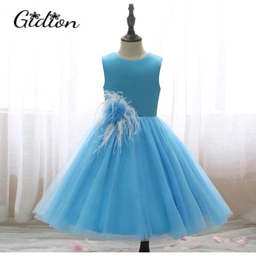 Girls Wedding Dress Princess Dress Solid Color Flower Slim Dress Sleeveless Backless Wedding Party Kids Prom Dresses 2020