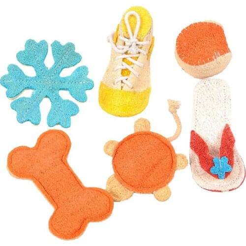 Pet Toy Carrot Tennis Ball Shoes Bone Turtle Shaped Loofah Sponge Dog Cat Chew Toy