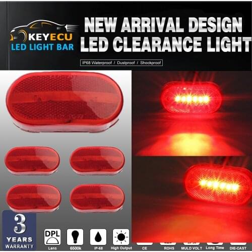 KEYECU LED 5pcs Marker Lights RED Outline Lamps Bus Truck Trailer Camper Motorhome 6 Diode LED Clearance Side Marker Light