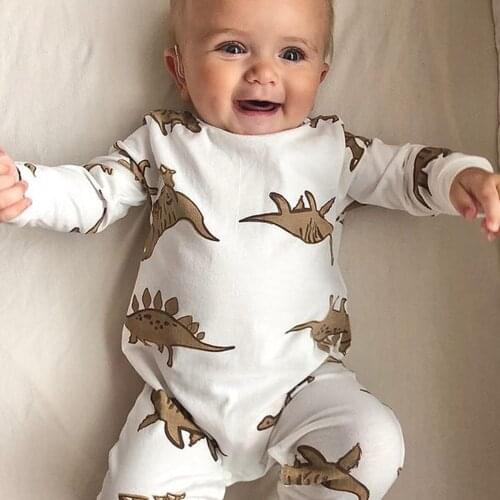 Baby Romper Spring Autumn Baby Clothes Newborn Baby Boy Girl Dinosaur Print Sleepwear Baby Boy Girls Pajamas Infant Clothes