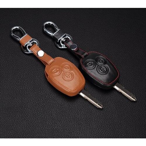 3 button Leather key bag Car Remote Key Case Shell Cover For Renault Clio Scenic Megane Duster Sandero Captur Twingo Modus