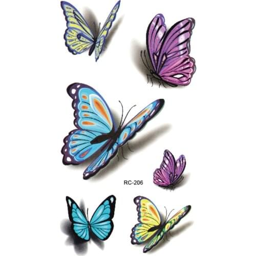 Colorful Butterfly 3D Temporary Tattoo Body Art Flash Tattoo Stickers Waterproof Henna Tatoo Selfie Fake Tattoo Sticker