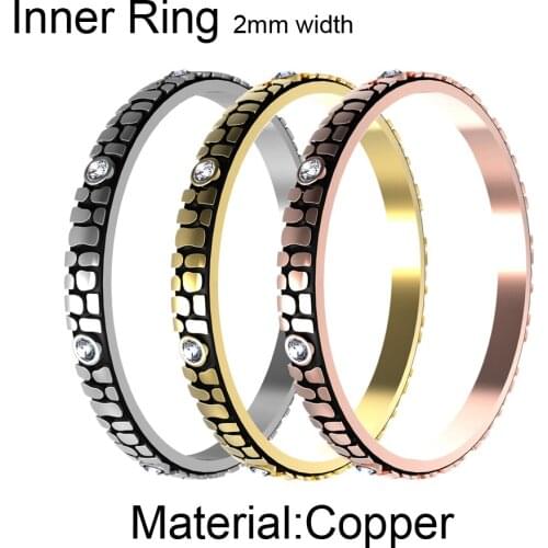 Legenstar Vintage 2mm Geometric CZ Inner Rings Copper Women Stainless Steel Accessories Combination Interchangeable Bague 2021