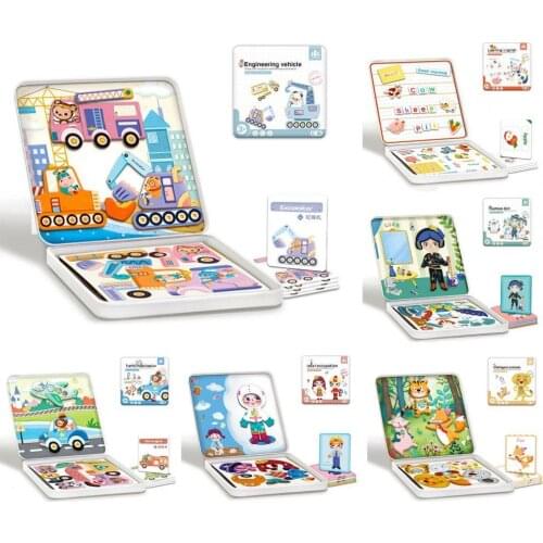 1 Set Easy-carrying Kids Puzzle Picture Recognition Magnetic Finger Training DIY Magnet Traffic Animal Puzzle Toy for Children