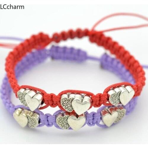 Fashion Lucky Braided Rope String Beaded Heart Bracelets For Women Adjustable Weave Bracelet Bangle Wristband Jewelry