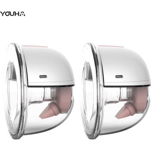 YOUHA 2pcs Electric Breast Pump Wearable Hands Free Silent Invisible Breast Pumps Milk Extractor Babies Accessories Newborn