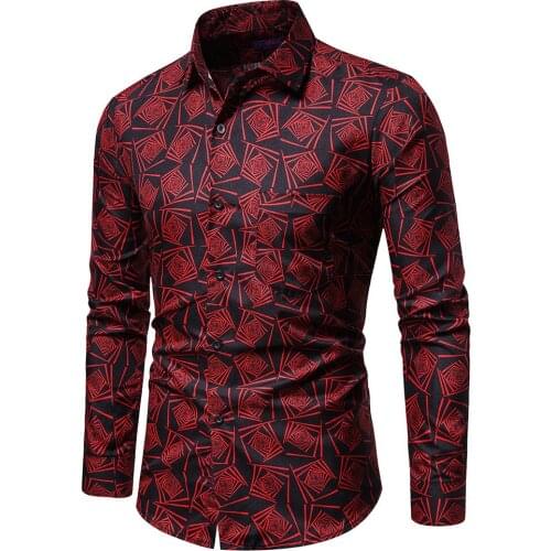 Mens Hawaii Shirts Outdoor Casual Vintage Floral Printed Men Shirt Long Sleeve Button Down Shirt for Men Clothing