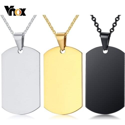 Vnox US Military Dog Tag Pendant Necklace Stainless Steel ID Necklaces for Male Accessories