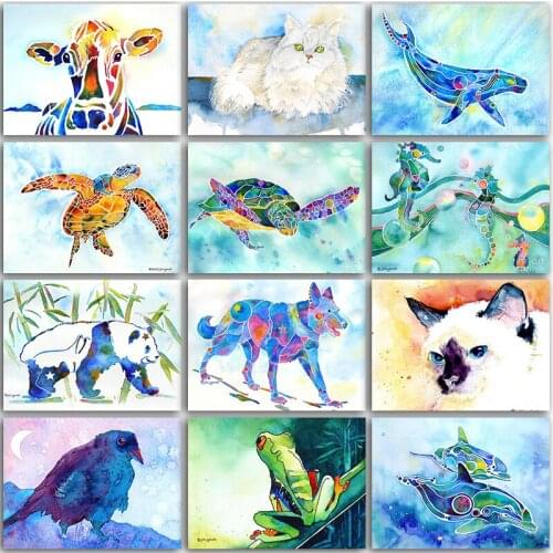 Full Square&Round 5D Diamond Painting Kit Paint Animals Dog Cow Panda Dolphin Sea turtle embroidery mosaic Cross stitch Sale Art