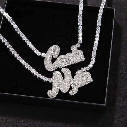 2021 New Custom Splicing Open Letter Hip Hop Name Necklace Personalized DIY Name Clavicle Chain Tennis Chain