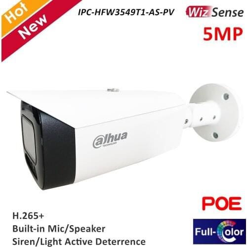 Dahua WizSense Series 5MP Full color IP Camera H.265+ Siren and Light Active Deterrence Built in Mic Detect Vehicle and Human