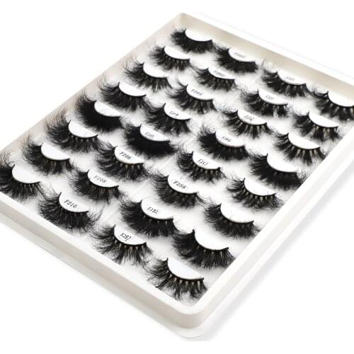 TDANCE Wholesale 16 Pairs/Pack Fluffy Lashes 25mm Mink Lashes Long Thick Natural False Eyelashes Vendors Makeup Wispy Strip Lash
