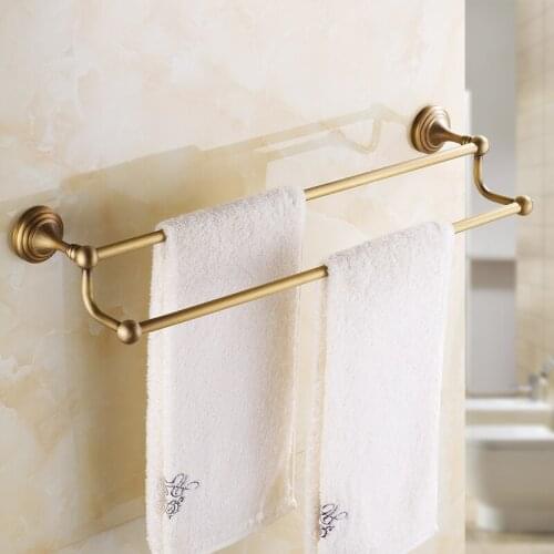 Retro Brass (24")60cm Double Towel Bar Antique Brass Bathroom Accessory Towel Rail Towel Holder BD918