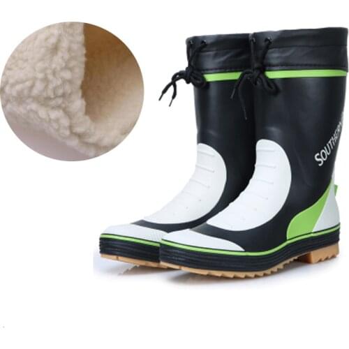 Real rubber boots Winter Fishing Waterproof Short rain shoes Warm fleece lining Soft Non-slip Wading Car Wash Garden large size
