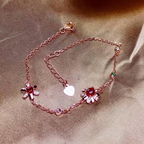 Shilovem 925 sterling silver New Burning Pigeon Blood Ruby Bracelets fine Jewelry trendy women party new plant gift ml334455agh