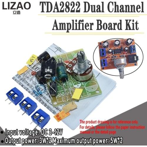 TDA2822 TDA2822M 5W*2 Amplifier Board 1.8-12V 2.0 Channel Stereo Mini AUX Audio Amplifier Module AMP with 50K Ohm Potentiometer