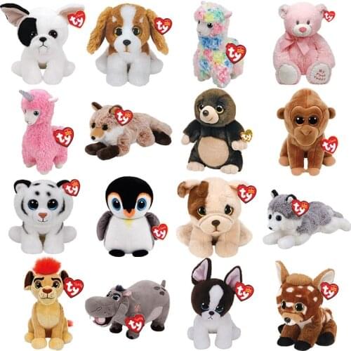 Ty Beanie Big Eyes Cat Dog Panda Tiger Penguin Monkey Leopard Lion Raccoon Plush Kids Stuffed Animals Toys For Children Gifts
